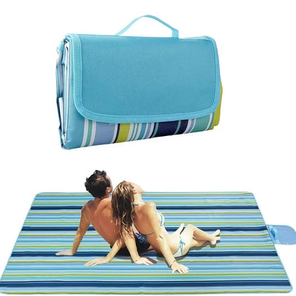 Set Ventilator de Gat Portabil cu 3 Trepte de Viteza, USB Reincarcabil + Patura pentru Picnic sau Plaja, Pliabila, Impermeabila, 150 x 200cm