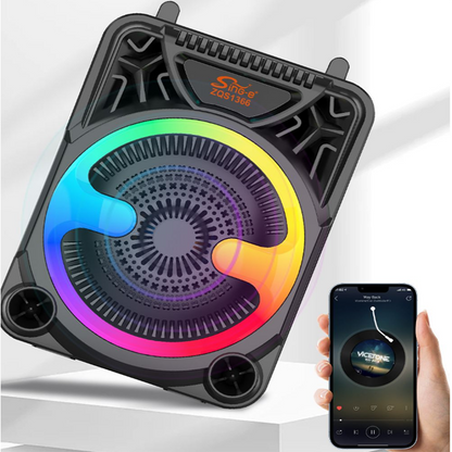Set Boxa Bluetooth portabila cu microfon, radio FM si lumini LED + Cort pentru Camping cu Plasa pentru Insecte