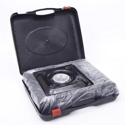 Set Aragaz Portabil Camping, Aprindere Automata, Alimentare prin Cartus Gaz + Felinar Camping LED Reincarcabil cu Lanterna, Panou Solar si USB