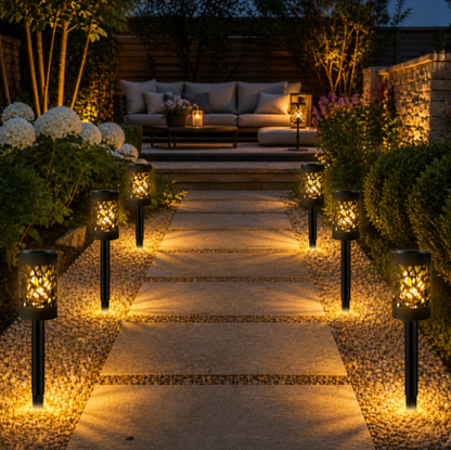 Set 8 x Lampi Solare Gradina Cu Senzor De Lumina, IP65 Impermeabile, Lumina Calda LED 3000K, Negre