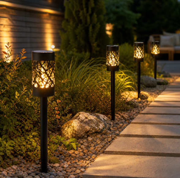 Set 8 x Lampi Solare Gradina Cu Senzor De Lumina, IP65 Impermeabile, Lumina Calda LED 3000K, Negre