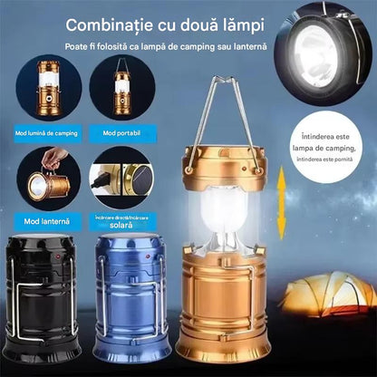Set Ventilator Portabil De Gat Fara Palete cu 5 Viteze + Felinar Camping Multifunctional  cu Panou Solar si USB + Boxa Bluetooth portabila cu microfon, radio FM si lumini LED, 24W