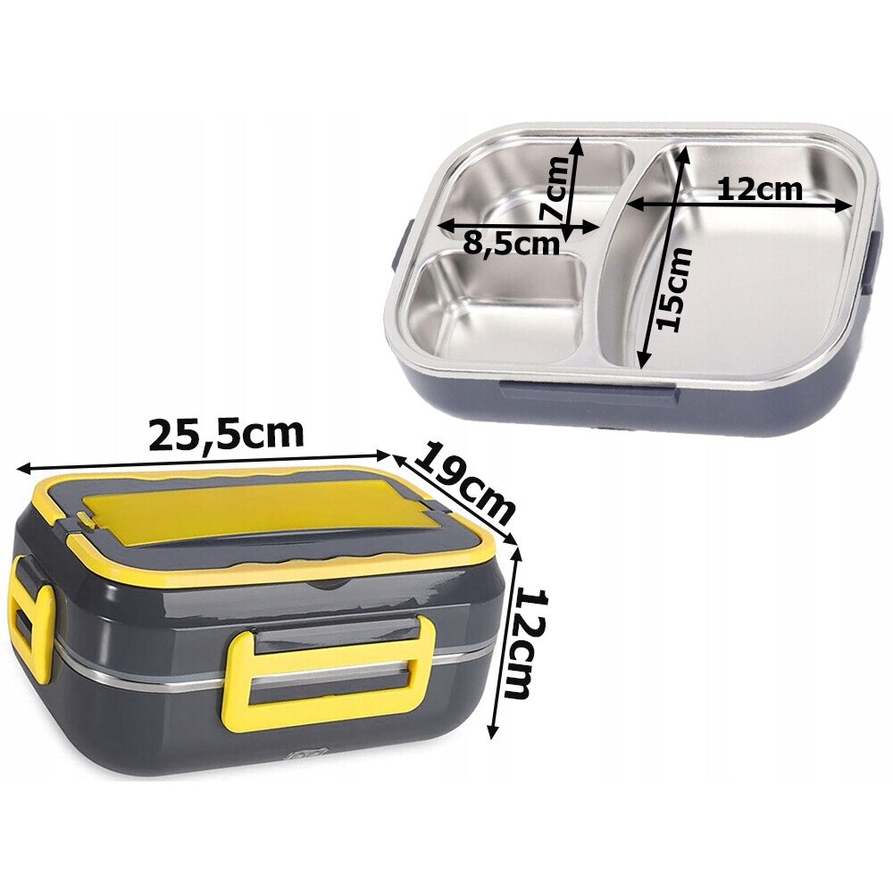 Cutie Electrica pentru Pranz, 1.5 Litri, din Oțel Inoxidabil, 220V/12V-24V + Mini Ventilator LI Silentios cu Clema cu 3 Trepte de Viteza