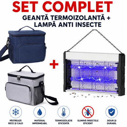 Set Geanta de Umar Termoizolanta pentru Alimente si Bauturi + Aparat Electric Anti-Insecte 6W Suspendabil