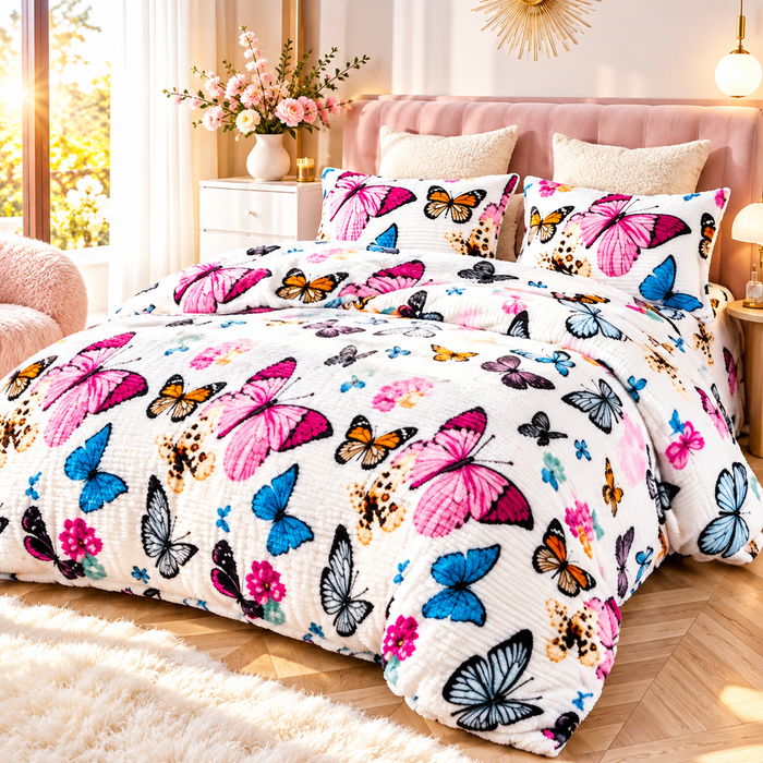 Lenjerie de Pat Cocolino Pufoasa, Set 4 Piese, Cearsaf Pilota 200 x 220 cm, Diverse Modele