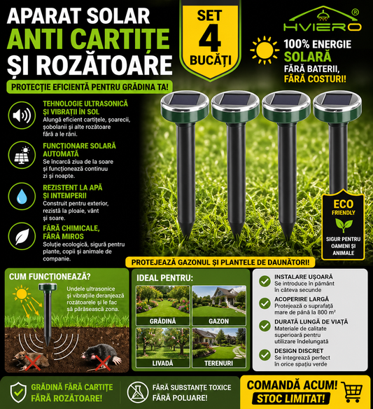 Set 4  x Aparate cu Incarcare Solara Anti-Daunatori – Protectie Eficienta impotriva Cartitelor și Rozatoarelor