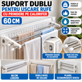 Suport dublu pentru uscare rufe, cu prindere pe calorifer, 60cm