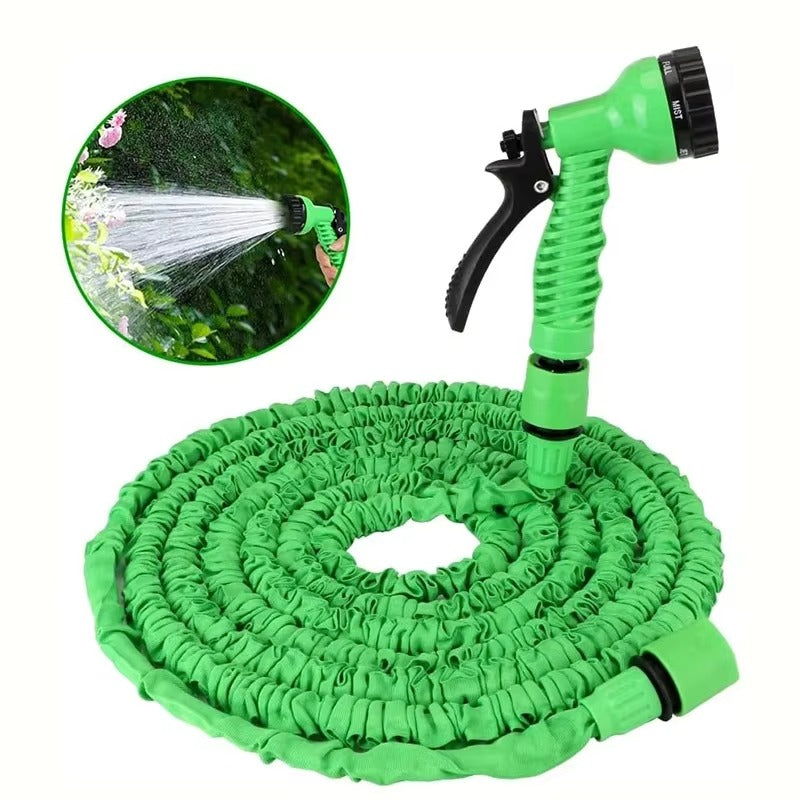 Set 1+1 Furtun Extensibil Gradina 30 Metri cu Accesoriu Multifunctional de Stropit – Furtun Elastic pentru Udat, Spalat si Irigat