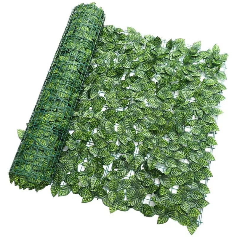 Set 2 x Gard Artificial cu Model Frunze Verzi pentru Decorarea Gradinii, 100 x 300 cm