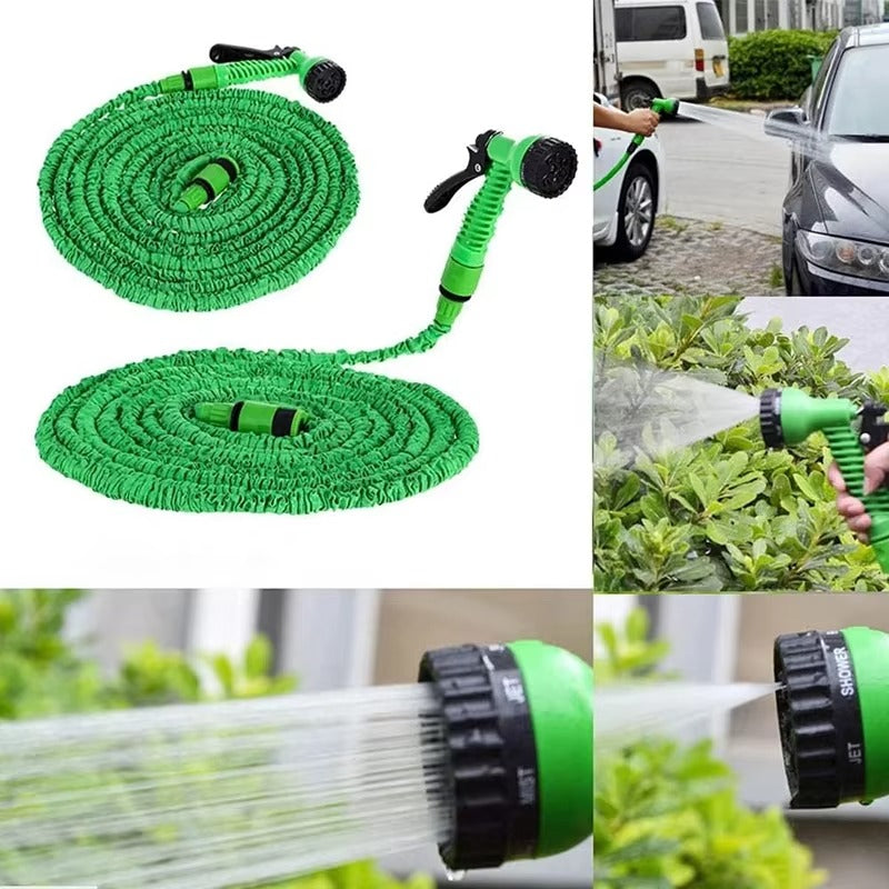 Set 1+1 Furtun Extensibil Gradina 30 Metri cu Accesoriu Multifunctional de Stropit – Furtun Elastic pentru Udat, Spalat si Irigat