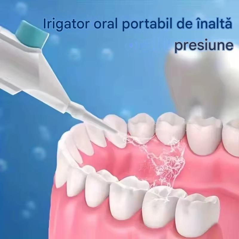 Irigator Oral Portabil Power Floss, Curatare Profunda, Jet Puternic de Apa, Duza Rotativa 360°, Igiena Dentara Completa